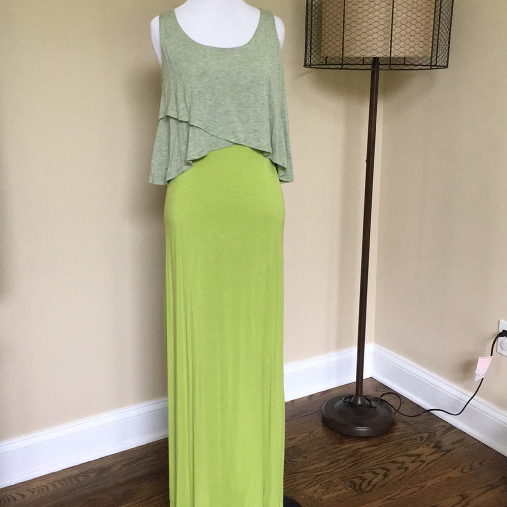 Lime green and grey Maxi dress